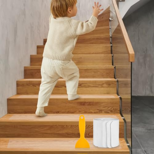 Gedlex 15 Stück Transparent Anti Rutsch Treppen Rutschschutz 61 x 10 cm | Treppenstufen Antirutsch Matten, PEVA Antirutschmatte Treppe Geeignet für Holztreppen und Glatte Böden