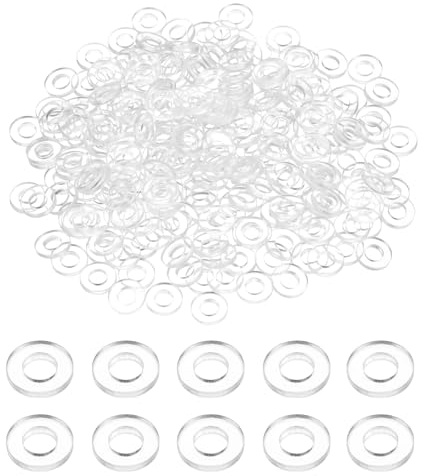 QUARKZMAN 240 Pcs Arandelas Planas De PVC M3.5 3.5mm DI 6mm DE 0.3mm De Espesor Arandelas Planas Arandelas De Plástico De Sellado Espaciador Anillo De Arandelas, Transparentes