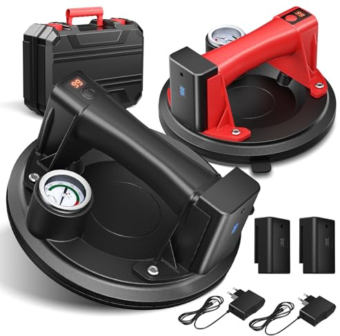 Brolteja Ventosa Elettrica per Piastrelle,Ventosa Elettrica per Sollevamento,Sollevatore Ventosa Vetro con Display LCD,Ventosa per Vetro, Granito, Piastrelle, Marmo