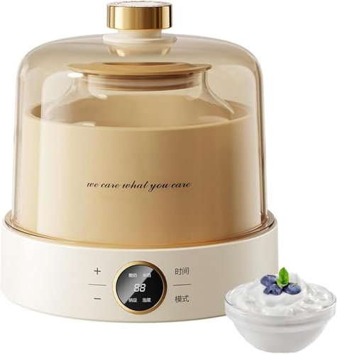 1L Yogurtera Automática, 1000ML De Capacidad, Revestimiento De Vidrio De Borosilicato, Fermentación Envolvente De 360°, Fácil De Preparar Con Un Solo Clic, Para Yogur, Yogur Griego, Queso, Natto