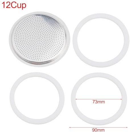 Lot de 3 joints en silicone et filtres en aluminium pour cafetière à moka - Accessoires essentiels pour expresso (12 tasses)