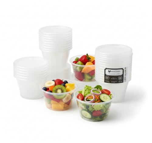 MERCHARII 10 Pack 16oz (450ml) Round Heavy Duty Plastic Food Containers with Lids for Soup, Deli – Stackable, Reusable, Leakproof – Microwave, Dishwasher & Freezer Safe – BPA-Free Meal Prep
