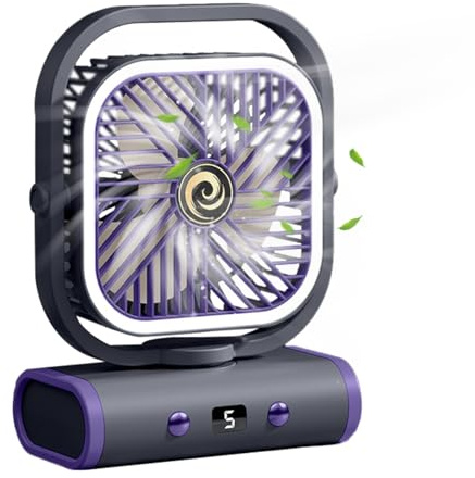 Générique Ventilatori Da Scrivania Per Camera, Ventilatore Da Tavolo Piccolo Per Comodino, 5 Velocità Ricaricabile Con Luce Notturna Inclinazione Regolabile Per Camera Da Letto E Dormitorio Montaggio