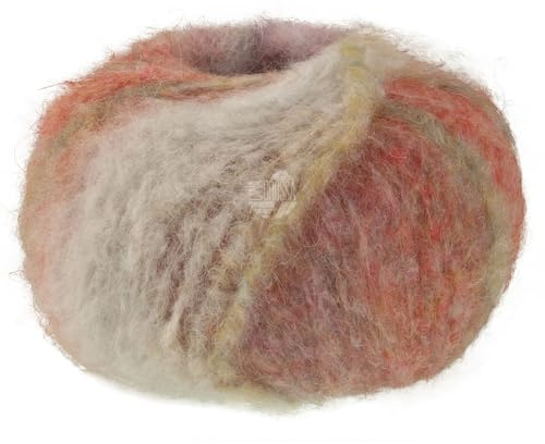 LANA GROSSA Gigante Multi | Voluminöses Alpakagarn mit Effektstruktur im farbenfrohen Ringelmix | Handstrickgarn aus 70% Alpaka (Fein) & 30% Polyamid | 50g Wolle, Stricken & Häkeln | 150m Garn FB-108