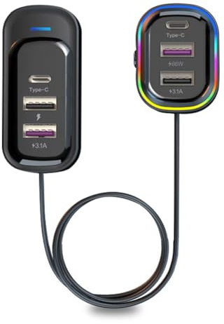 KIMISS Dispositivo de Carga Rápido Eficiente Multifuncional de los Cargadores USB del Coche para el Carro SUV del Coche (YQ3)