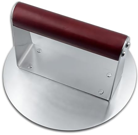 Pressa manuale per hamburger con manico in legno di faggio in acciaio inox per carne Presser Strumento di cottura per polpette fatte a mano pressa per hamburger con manico in legno