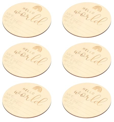 Hztyyier Ensemble de Cartes Jalons en Bois de Bouleau, 6 Pièces, Accessoires Photo Mensuels pour la Croissance du bébé, Souvenirs de la Première Année de bébé