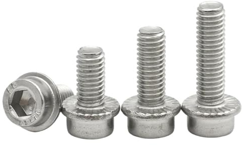 304 Edelstahl A2-70 Sechskant-Innensechskant-Zylinderkopfschraube mit gezahntem Flansch und Unterlegscheibe, 10/30 Stück(25mm,M4 x30pcs)