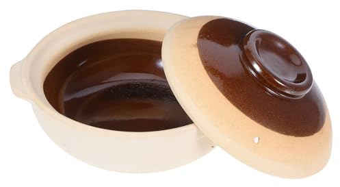 WEKADRIN Pot en Terre Cuite 17 CM 500 Ml avec Couvercle Marmite Traditionnelle pour Ragoût et Riz Chaud Compatible Micro-Ondes et Four Vente à Emporter Cuisine Professionnelle