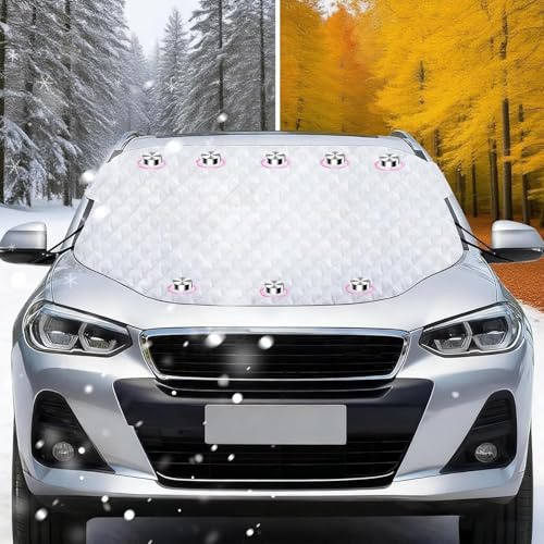 Protege Pare Brise Givre, Couverture Pare Brise Voiture, 4 Couches de Protection Pare Brise Hiver pour Anti Givre Neige Glace UV s'adapte à la Plupart des Voitures, Repliable 178 x 124CM