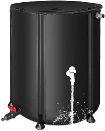Serbatoio dell'acqua portatile – Sistema pieghevole a barile per pioggia con parte superiore in rete, supporto, rubinetto e copertura con cerniera per uso in giardino