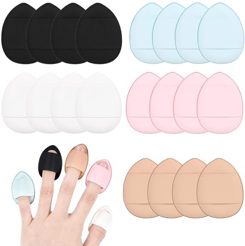 SWYZOR Powder Puff, Set de 20 Mini Borlas para Polvos, Esponjas Maquillaje Cara,Borlas Triangulares para Polvos Compactos, Polvo Sueltos y Otros Productos de Maquillaje