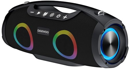 Daewoo Boom Beat Pro 40W Portable Bluetooth Speaker, Wireless Boombox with TWS, AUX, USB, Micro SD, IPX5 Water Resistant, Black