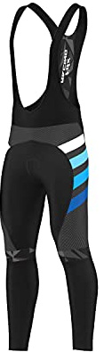 FDX Men’s Cycling Bib Tights – Italian Roubaix Fabric, Padded, Breathable, Quick Dry Thermal Bike Cycling Bib Pants – Equin Winter Bicycle Riding Trouser, Biking Leggings(Blue-S)