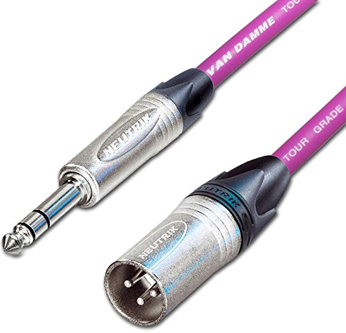 Male XLR to ¼ TRS Jack Lead. Balanced Van Damme Mic Cable. Short 10m 6m 3m 20m (1.5m, Purple)