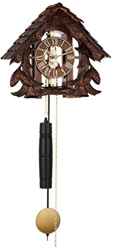 Hermle Kuckucksuhr Original Schwarzwalduhr Kuckuckuhr aus Echtholz mit mechanischem 8-Tage Laufwerk und Glockenschlag NEU Schwarzwalduhr 63cm- 70995-030711