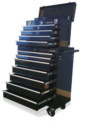 us pro tools BLACK STEEL CHEST TOOL BOX ROLLER CABINET 11 DRAWERS (GLOSS BLACK)