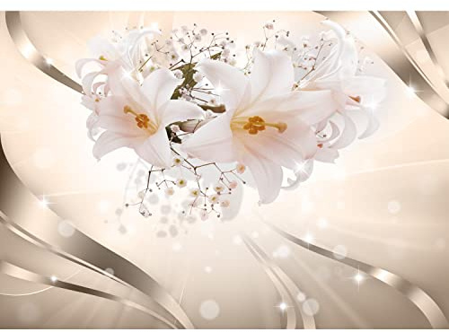 Runa Art Fototapeten 396 x 280 cm Blumen Lilien - Vlies Wanddekoration Wohnzimmer Schlafzimmer - Deutsche Manufaktur - Beige 9355012c