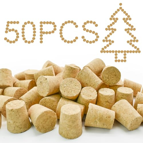 Enkrio 50pcs #8 Kegelförmiger Korken, natürliche weiche Weinkorken, Weinherstellung, Handwerk, Holzkorken, korken für Weinflasche