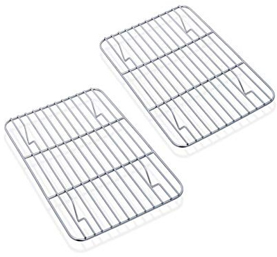 Juego de 2 rejillas de enfriamiento de TEAMFAR de acero inoxidable para hornear, enfriar, 22,1 x 15,8 x 1,5 cm, saludable y duradero, inoxidable y apto para lavavajillas