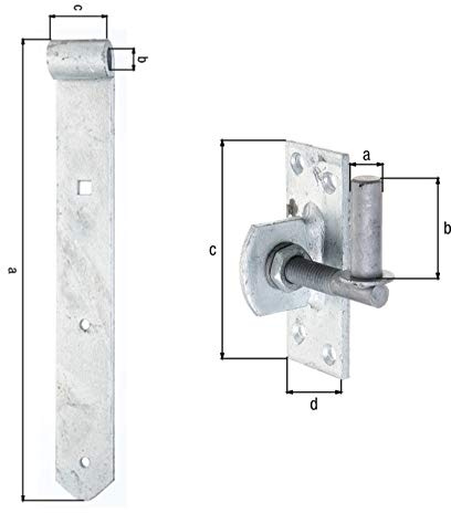 HAUS & DACH Ladenband Set, feuerverzinkt inkl. Kloben, Ladenbandlänge: 500 mm, Durchmesser Kloben: 13 mm Verstellbar