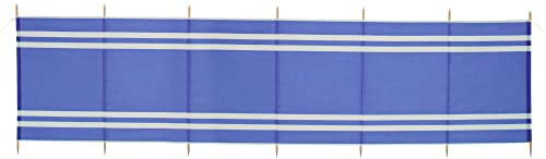Hi-Gear 7-Pole Retro Style Wooden Windbreak with 6 Panels, Portable, Lightweight & Durable Wind Breaker, Privacy Screen, Ideal for Camping, Festivals, Caravanning, Beach, includes Carry Bag, Blue