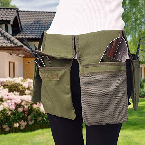 Borsa da cintura per attrezzi da giardinaggio, in tela, organizer da appendere, con 4 tasche, impermeabile