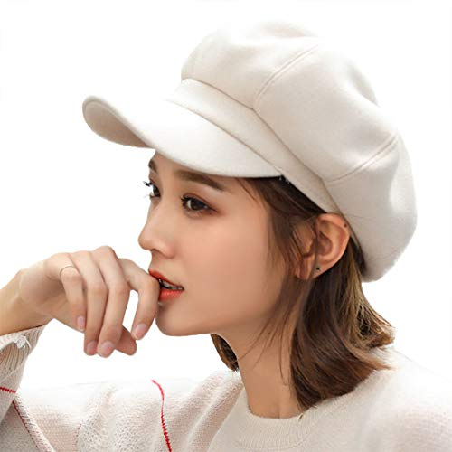 YONKOUNY Schirmmütze Barett Mütze Damen Casual Mütze Ballonmütze Beret Cap (Beige)