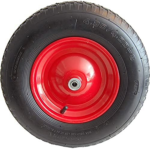 HOME It® Roue de brouette 16 (4.00×8) – Roue en Caoutchouc avec Jante Acier et roulements à Billes, Charge Max 150 kg, axe 12 mm, Compatible avec la Plupart des brouettes