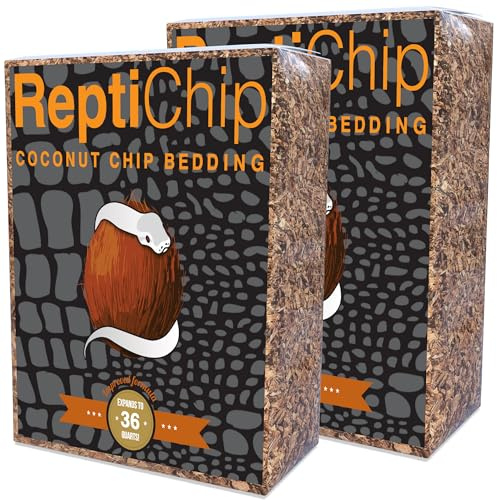 ReptiChip Reptile Bedding Loose Coconut Chip 36 Quart 2 Pack Coco Husk Substrate Mulch for Snake Habitat, Ball Python Terrarium, Turtle Tanks, Tortoise Enclosure