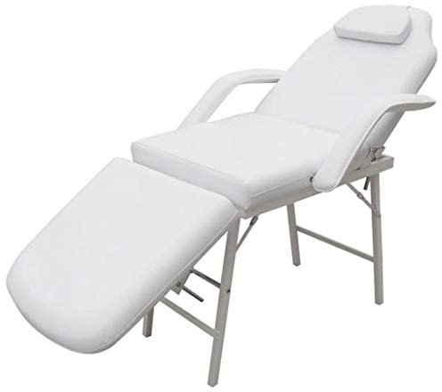 Montloxs Kosmetikstuhl, Massagebank, Behandlungsliege Tragbar, Kosmetikliege, Massageliege, Kunstleder 185×78×76 cm Weiß
