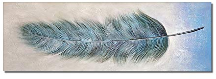 XIANGPEIFBH Modernes Wandkunstbild, abstrakte graue Federn, Gemälde auf Leinwand, nordisches Poster für Wohnzimmer, Heimdekoration, 40 x 120 cm (16 x 47 Zoll) Innenrahmen