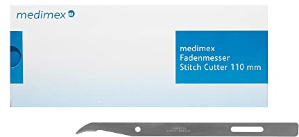 Medimex Fadenmesser 100 Stk. Sterile, lange, chirurgische Fadenschneider aus rostfreiem Edelstahl 110mm