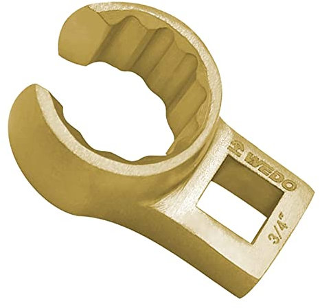 WEDO Funkenfrei Krähenfuß-Leitungsschlüssel 3/8'', Ringmaulschlüssel, Maulschlüssel, funkenfreies werkzeug, DIN Standard BAM/FM Zertifikat, 1 Stück, Aluminiumbronze, 38mm
