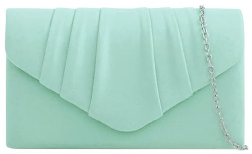 fi9® Clutch für Damen, einfarbig, Wildleder, plissiert, für Partys, Abschlussball, Abendveranstaltung, Handtasche, Geldbörse, medium