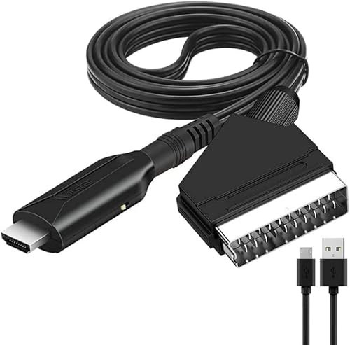 Xingdianfu SCART a HDMI Convertidor, Entrada Scart Salida HDMI Apoyo 720/1080P, Reproductor de Adaptador, Convertidor Audio/Video con Scart Cable, para HDTV, DVD BLU-Ray, VCR