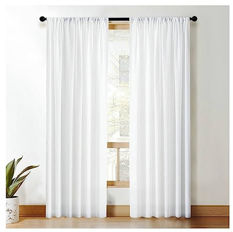 Mesnt Thermovorhang Kälteschutz, Samt Weiches Gefühl solide Farbe Fenster Vorhang Raum Verdunkelung, Weiß, H274 x B137 cm