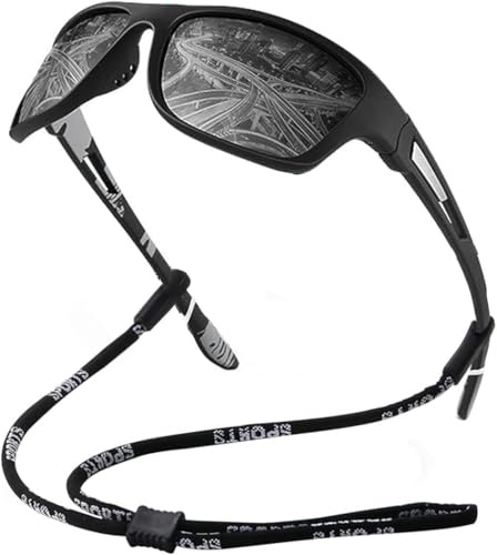 FDEETY Polarisierte Sportbrille Sonnenbrille für Herren und Damen mit UV400 Schutz Sport Radfahren MTB Sportsonnenbrille Radbrille Angeln Golf Laufen (Schwarz)