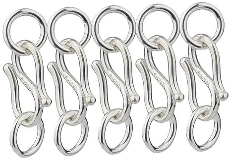 NUOBESTY 5 Stück S-haken Verschluss Silber Selbstgemacht Schmuckverschluss Mit Ringen Für Armband Halskette Schmuckherstellung