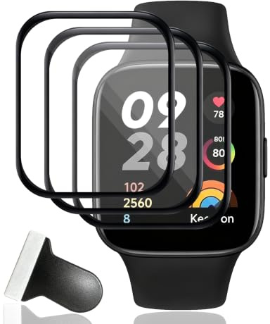 Zerrshoo 3 Piezas Protector Pantalla para Redmi Watch 3 | Película TPU Híbrida, Alternativa flexible al Cristal templado, Cobertura 3D, Anti-Arañazos Sin Burbujas , HD Transparente
