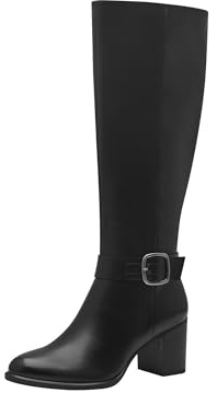 MARCO TOZZI Damen Hohe Stiefel mit Absatz Kniehoch mit Schnalle, Schwarz (Black), 41 EU