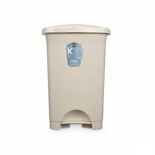 BigBuy Home Poubelle à pédale beige en plastique 50 l (3 unités)