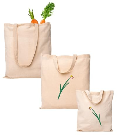 Baumwolltasche 38x42cm | 26x32cm Stoffbeutel Unbedruckt 5er | 10er | 25er Pack – Jutebeutel Stoffbeutel Apotheker Taschen zum Bemalen kurze / lange Henkel Einkaufsbeutel - Ökotex 100 Zertifiziert