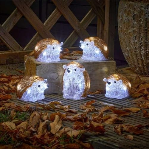 Marco Paul LED-Lichterkette, Igel, Weihnachtsdekoration, batteriebetrieben, mit Auto-Timer, Innen- und Außenbereich, Weihnachtsdekoration, saisonale Neuheit, Ferienhaus und Garten, 5 Stück