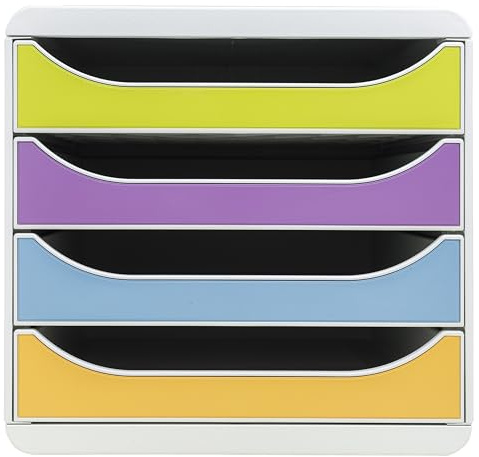 EXACOMPTA - Art.-Nr. 310909D – BIG BOX Pop N'Co – 4 Schubladen für Dokumente A4 + – Außenmaße: 34,7 x 27,8 x 26,7 cm – sortiert