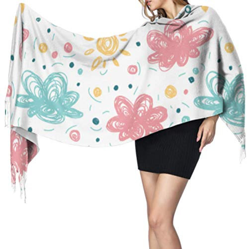 Zdlwaisw Kinder-Schal mit Wolken-Cartoon-Motiv für Damen, leichter Schal, Winter-Kaschmir-Schal, 196 x 68 cm, groß, weich, Pashmina, extra warm, Siehe Abbildung, One size