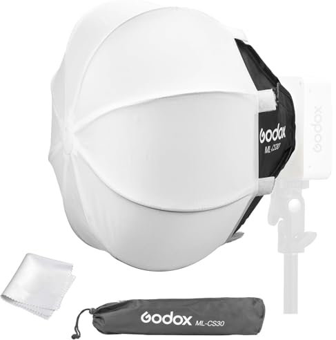 Godox ML100BI Softbox, GODOX Ball Softbox, ML-CS30 Collapsible Lantern Soft box, 30x30cm GOdox Mount Soft Box for Godox ML100R ML100Bi ML60IIBi ML60Bi ML60 ML30Bi ML30