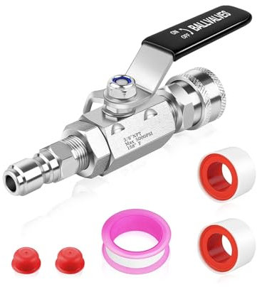 FENG PAI Pressure Washer Ball Valve - Stainless Steel Ball Valve, 3/8 Quick Connect Fittings, Shut Off Valve for High Pressure Washer Hose, 5000 PSI
