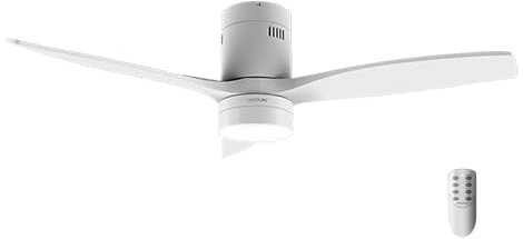 Cecotec Ventilador de Techo con Luz LED Energysilence Aero 5600 Classic White. 40W, Motor DC, Diámetro 132cm, 3 Aspas, LED 18W, Temporizador, 6 Velocidades, Mando a Distancia, Función Verano/Invierno