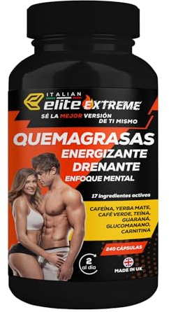 Italian Elite® Brucia Grassi Elite Extreme 240 Caps - Dimagrante, Drenante, Termogenico, Pre-Workout per Uomo e Donna. Energia, Focus e Definizione. Perdita di Peso con dieta e stile di vita sano.